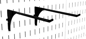Wall Control 9in Reach Extended Hook Pair - Slotted Metal Pegboard Hooks Pegboard and Slotted Tool Board - Black
