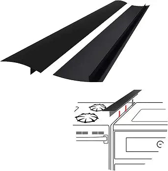 SEVCHY Silicone Stove Gap Covers (2 pack), Oven Gap Filler, Heat Resistant Stove Gap Filler, Seal Gap between Stovetop and Counter, Easy Clean (25 inch, Black)