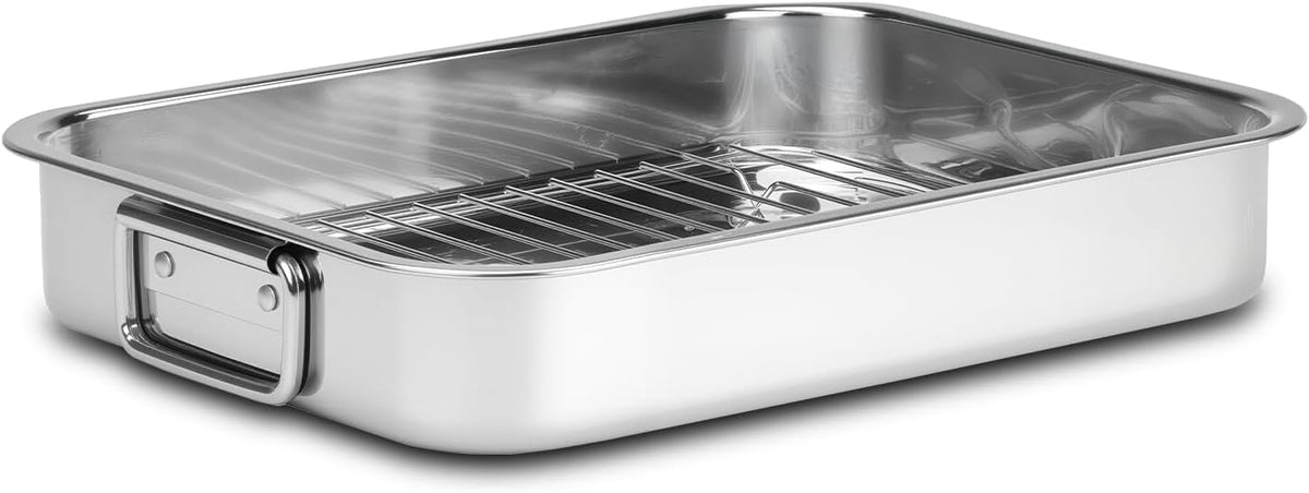 304 Stainless Steel Turkey Roasting Pan with Rack & Handles
