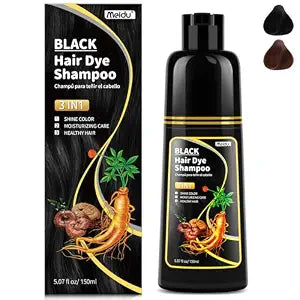 MEIDU Black Hair Dye Shampoo 3 in 1,Cover Gray Hairs,Herbal Ingredients,Contains Ginseng Extract,Hair Coloring