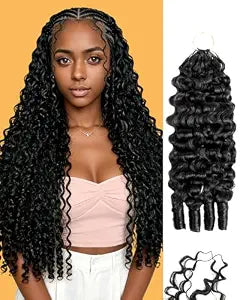 ISHOW Burmese Curly Crochet Human Hair 55g 40 Strands 16 Inch Miracle Style Knots Hair Pre‑Looped Natural Black Real Feather Crochet Hair Bundles for Black Women Soft Curly Pre‑Stretched 1B