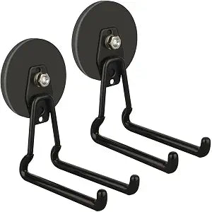ULIBERMAGNET Pro-Mag Updated Gaint Magnetic Hooks,2 Pack Heavy Duty Large Magnetic Hooks for Extension Cord, Cable, Hose, Power Cord,Rope,Drill,Jig Saw,Circular Saw,Garden Lawn Tools (Black/3.46inch)
