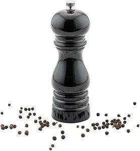 Restaurantware 6-IN Classic French Pepper Mill: Perfect for Restaurants Cafes and Catered Events - Adjustable Coarseness Pepper Grinder - High Gloss Black Environment-Friendly Rubberwood - 1-CT