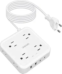 US to Europe Plug Adapter,QRUIHC US to European Plug Adapter with 8 Outlets&4 USB,European Travel Plug Adapter USB C Power Converter Plug for USA to EU Italy France Germany Spain Maldive;