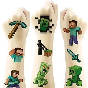 20 Pcs Game Theme Temporary Tattoos, Pixel Cartoon Tattoos Stickers, Whether as Party Favors or Rewards, They Are the Perfect Choice.