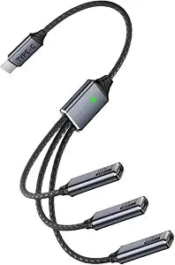 Danfetsoy USB C Splitter 1 in 3 Out, Multi USB C Splitter Cable, Type C Male to 3 Female Nylon Braided Cable Support 480Mbps Transfer Data and Charging for Android Tablets, MacBook, Keyboards, 25cm