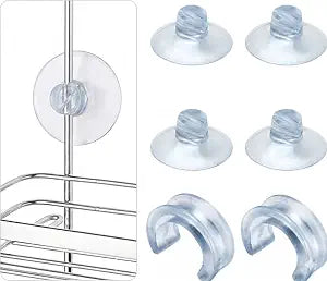 Better Houseware Suction Cup Shower Caddy Connectors, Shower Caddy Suction Cup Set for Bathroom Racks, Heavy-Duty Holder Kit, Easy to Attach & Transparent, 6 Piece Set
