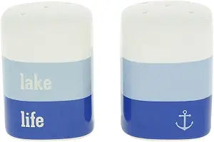 Pavilion Gift Company - Lake Life - 3 oz Salt & Pepper Ceramic Stoneware Shaker Set Cottage Waterfront