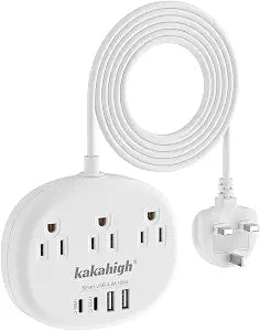 UK Adapters for Travel(13A), 3FT UK Power Strip