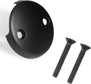 Two-Hole Tub Overflow Drain Cover, 3-1/8" Bathtub Drain Cover with Two Matching Screws, Fits Most Standard Overflow Drain Cover Bathroom Tub (Matte Black)