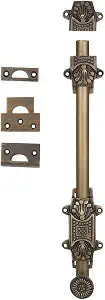 A29 Slide Bolts, Solid Brass, Antique Brass Finish, 12 X 1 1/4 in