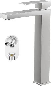 Phiestina Brushed Nickel Bathroom Faucet Single Handle Tall Vessel Sink Faucet Vanity Bathroom Faucet Above countertop Sink with Water Supply Hose and Pop Up Sink Drain,BF3530P-BN-V-VINE