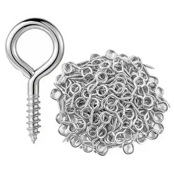 Eye Screws, 100Pcs 1 inches Screw Eyes Hooks, 304 Heavy Duty Screw Hooks, Self Tapping Eye Bolts, Indoor & Outdoor for Hanging Artwork