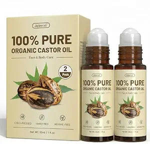 Organic Castor Oil Roll-On | 100% Pure for Face,Skin, Eyebrows