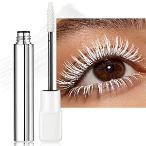 White Mascara Waterproof Long Lasting Volume Lash Mascara, Smudgeï¿½ï¿½ï¿½Proof White Eyelashes Makeup for Cosplay, Halloween, Stage Party Eye Co