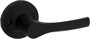 Kwikset Henley Dummy Door Handle, Single Sided Lever for Closets, French Double Doors, and Pantry, Matte Black Non-Turning Reversible Interior Push/Pull Lever, with Microban Protection