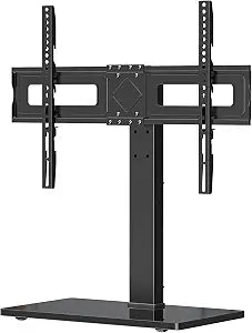 MOUNT PRO Universal Swivel TV Stand Base, Table Top TV Stand for 37 to 65, 70, 75 Inch LCD LED TVs, Height Adjustable TV Mount Stand with Tempered Glass Base, Holds up to 88lbs, Max VESA 600x400mm