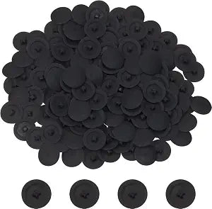 Mini Skater 200Pcs Black Plastic Self-Tapping Screw Cap Covers, Round, 7mm Inner Diameter, 12mm Outer Diameter, 2.5mm Thickness, for Furniture Fittings