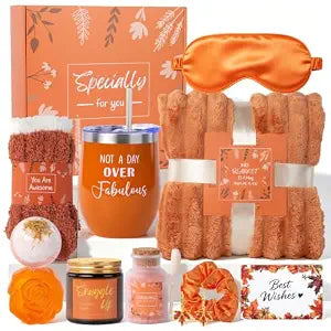 Fall Gift Baskets for Women, Orange Fall Gifts for Women, Get Well Soon