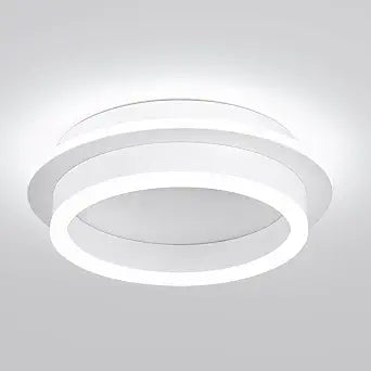 CANEOE Round Modern Led Ceiling Light Fixture, 24W LED Flush Mount Ceiling Lamp, Black Small Hallway Ceiling Light for Dining Room Bedroom Kitchen Bathroom Entryway Lighting Fixtures (White)