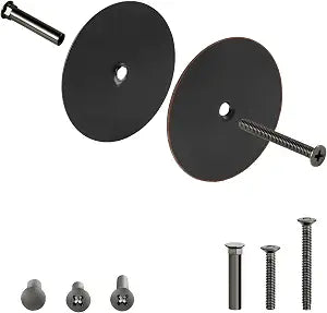 1 Pack Door Hole Cover Plate Oil Rubbed Bronze Deadbolt Cover Plate 2 5/8" Diameter Round Door Knob Hole Filler Plate, 1" and 1.5" Screws, Reinforcer Locks and Doors for Home Security