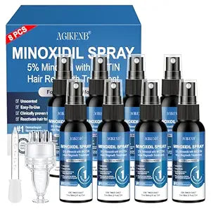 8 Pack 5% Minoxidil Spray for Men & Women – Biotin Infused Hair & Beard Regrowth, Extra Strength to Stop Hair Loss & Thinning, Promotes Thicker, Fuller Hair – 8 Month Supply