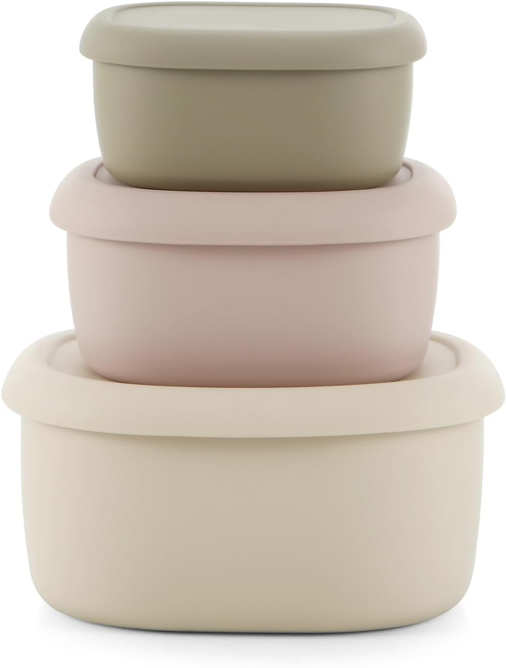 Emptycolor 3 Pack Silicone Snack Containers with Lids Reusable Silicone Food Storage Containers, Leak Proof Stackable Bento Lunch Box for Adults, Microwave, Dishwasher and Freezer Safe