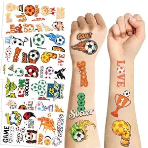 160+ (20Sheets) Glow-in-the-Dark Soccer Temporary Tattoos, Waterproof Transfer Sports Basketball Football Rugby Decals for Easy Application, Ideal for Game Day, Watch Parties & Fan Supportï¿½ï¿½ï¿