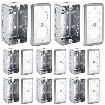 8 Pack Metal Electrical Box Outlet Box 4" Galvanized Steel Junction Box