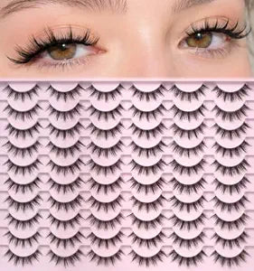 APCYUST Wispy Lashes Doll Eye False Eyelashes Manga Look 30 Pairs Short Lightweight Lash Strips Clear Band Fake Strip Eyelash Hybrid Full Eye Lash Natural Cute Makeup Pestaï¿½ï¿½ï¿½ï¿½ï¿½ï¿½as Postiz