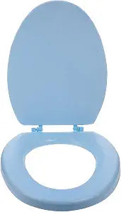 SHINEOFI Elongated Toilet Seat, Blue 18 Inch Padded Toilet Seat, Soft Foam Cushioning Cover Replacement for All Elongated Size Fixtures, Easy to Install Home Bathroom Decor