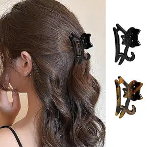 2pcs Winter Cat Hair Clips - Cute Black Brown Cat Claw Clips Small Size Winter Hair Claw Clips for Thin/Thick Hair Style, Acrylic Hair Clips Accessories for Women Girls Holiday Party Gifts