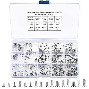 800Pcs Tiny Screws for Electronics, Micro Small Pan Head Machine Screws Assortment Kit for Eyeglasses, Watches, Clocks, Mobile Phone, M1/M1.2/M1.4/M1.6/M1.7 (800)