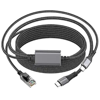 USB C to Ethernet Cable & 100W Charging 6.6FT, USBC PD & Gigabit LAN 2 in 1