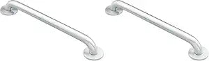 Moen DN8712 Bathroom Safety 12-Inch Stainless Steel Bathroom Grab Bar, Stainless (Pack of 2)