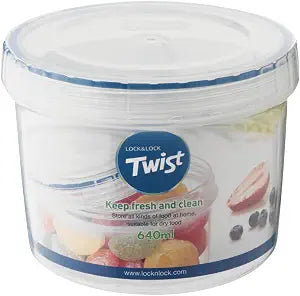 LOCK & LOCK Easy Essentials Twist Food Storage lids/Airtight containers, BPA Free, Short-22 oz-for Fruits, Clear