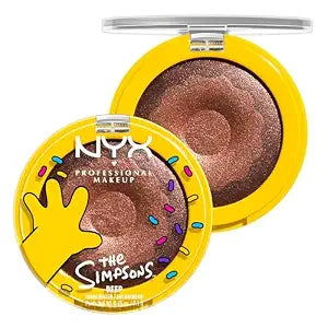 NYX PROFESSIONAL MAKEUP Homer Simpson Donut Highlighter Makeup, Frosted & Buttery Shimmer Powder Formula, The Simpsons Collaboration, Vegan & Cruelty-Free - Glazed Over (Gold)
