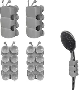 4 Pcs Silicone Shower Suction Cup Head HolderUniversal Hand Held Shower Head Holder Non Drilling Wall Mount Adjustable Shower Bracket for Bathroom Shower Accessories