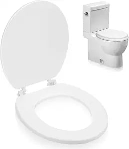 Abaodam Padded Round Toilet Seat Cushion Soft Foam Bathroom Toilet Seat Replacement Thickened Cover White Universal Mount Easy Install & Clean