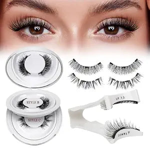 QUEWEL Magnetic Eyelashes 2 Pair Reusable Magnetic Eyelashes with Applicator No Glue Needed Eyelashes Cat Eye Natural Look Lash Clusters Kit Easy to Wear and Remove(A06)