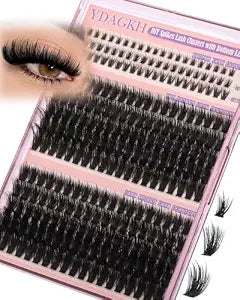 Fluff Lash Clusters 80D 100D Spikes Eyelash Clusters Volume Wispy Cluster Eyelash Extensions 6-20mm Spiky Thick Lash Extension D Curly DIY Long Mega Eyelash Extension with Bottom Lashes 255Pcs