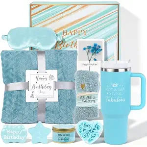 Blue Birthday Gift Basket for Women Teenage Girl, Ocean Themed Gift Box