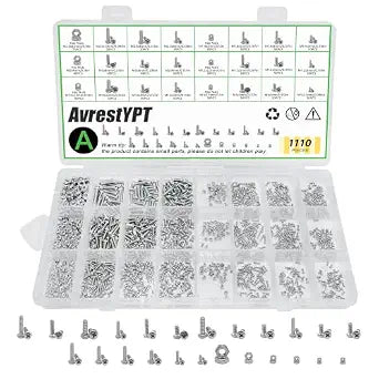 1110Pcs Metric Micro Screws & Nuts Kit, M1 M1.2 M1.4 M1.6 M2 M2.5