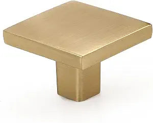 Probrico 5 Pack Champagne Bronze Cabinet Knobs Square Kitchen Cabinet Knobs, Zinc Solid Dresser Drawer Pulls Single Hole Knobs, Modern Cabinet Hardware for Cupboard, Closet, Bathroom, Dresser