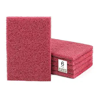 4"x6" Maroon Scuff Pads 6 Pack - 320 Grit Abrasive for Paint Prep, Auto Body & Woodworking, Non-Woven Aluminum Oxide, Reusable Wet or Dry, Resists Clogging & Tearing