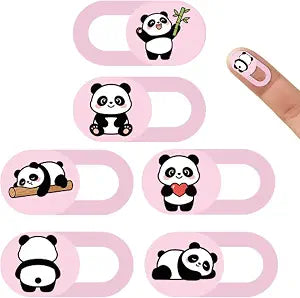6Pcs 6 Styles Pink Laptop Camera Cover Slide Panda Design 0.03 Inch Ultra Thin Camera Privacy Blocker for Mini PC Phone Desktop Tablet Plastic Durable Privacy Protectors for Home Office Use