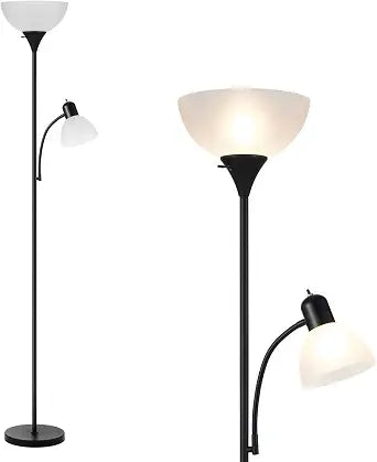 Floor Lamp with Reading Light, 72" Tall Lamp for 2 Head, Standing Lamps for Living Room, Bedroom, Corner, Office. No Bulbs