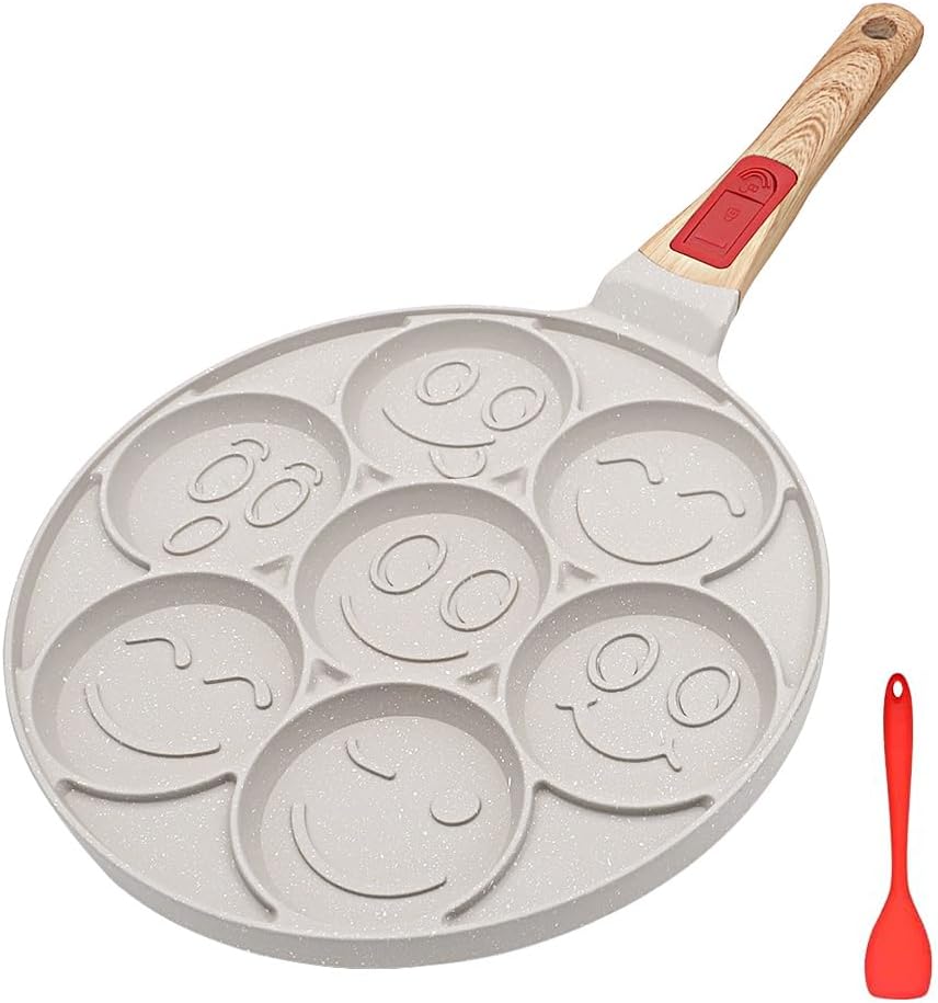 RANX INGST Pancake Pan 7 Holes, Non Stick Mini Crepe Pan - White