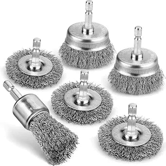 6Pcs Wire Wheel Brush Set, Carbon Steel Wire Brush for Drill