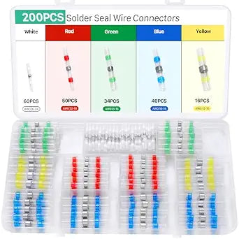 YNZDRWA 200PCS Solder Seal Wire Connectors Kit, Heat Shrink Butt Connectors